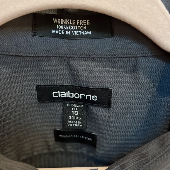Claiborne men’s Grey dress shirt 18 34/35 long sleeve . Stripe pattern fabric. - Picture 2 of 6